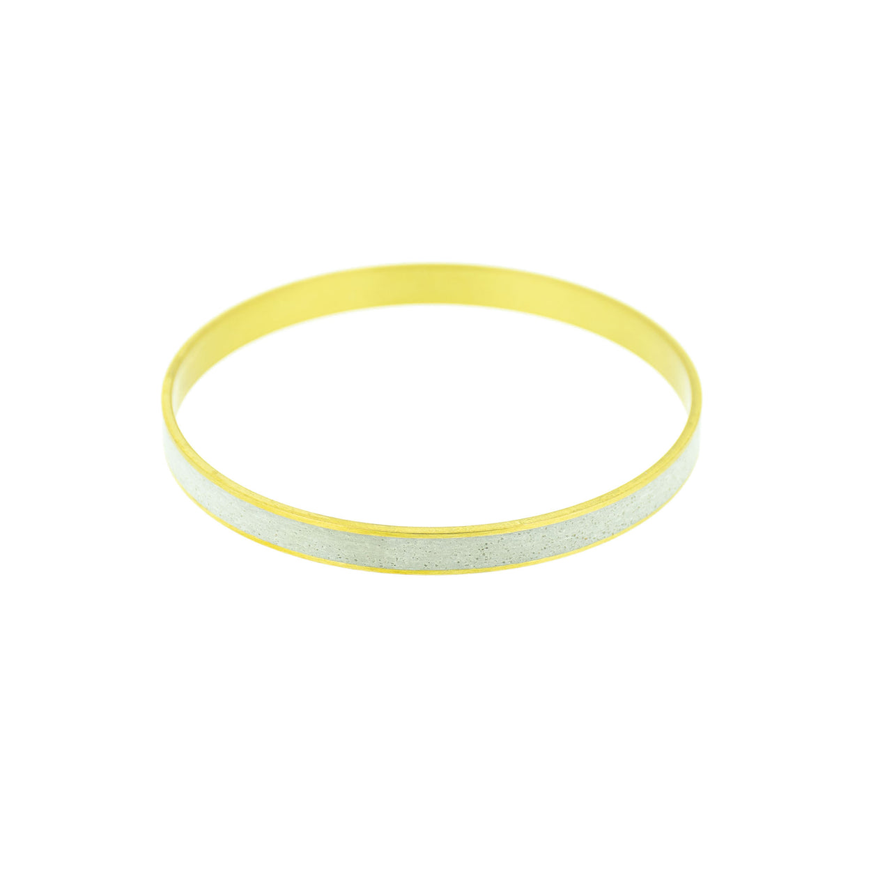Moonwalk White Pigmented Concrete Brass Bangle Bracelet Standard Gauge 1/4" or 6mm width