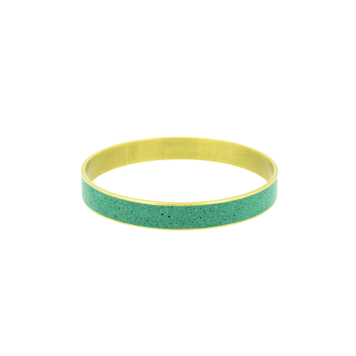 Ocean Green Pigmented Concrete Brass Bangle Bracelet Broad Gauge 3/8" or 12mm width