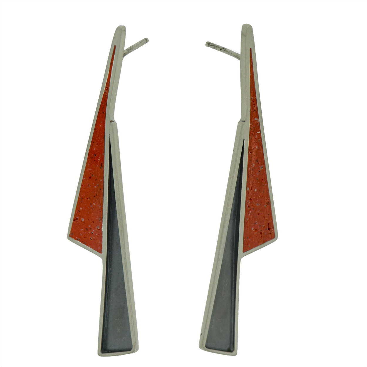 Lightning Shadow Earrings SILVER + CONCRETE Red
