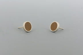 Small Stud Earrings SILVER + CONCRETE Brown