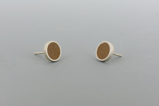 Small Stud Earrings SILVER + CONCRETE Brown