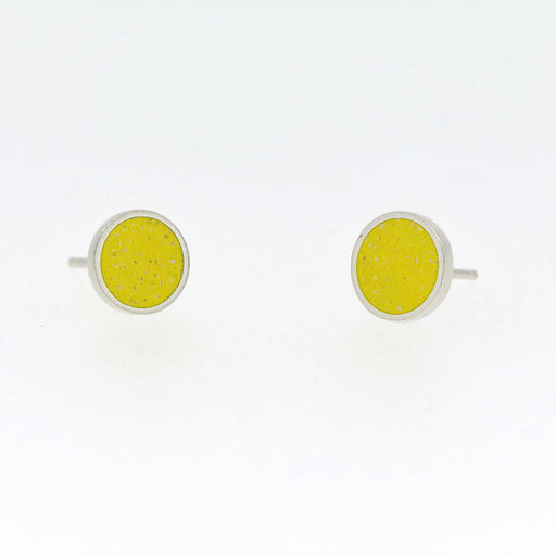 Small Stud Earrings SILVER + CONCRETE Yellow