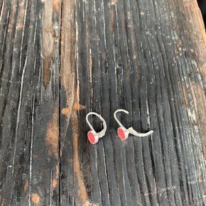 SMALL DROP EARRINGS SILVER + CONCRETE Red