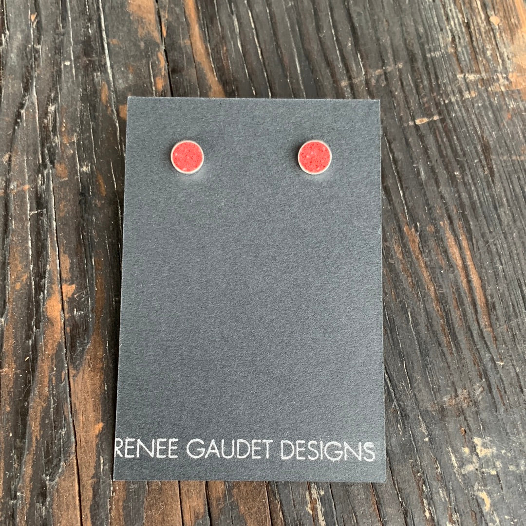 Small Stud Earrings SILVER + CONCRETE Red