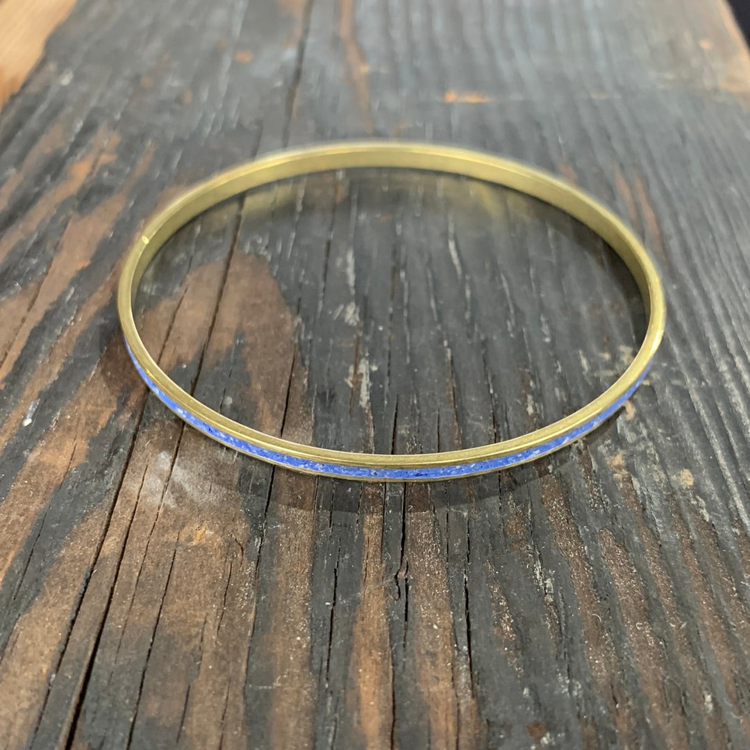 Narrow Gauge Bangle Bracelet BRASS + CONCRETE Blue