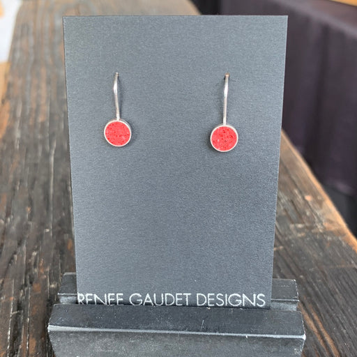 SMALL DROP EARRINGS SILVER + CONCRETE Red