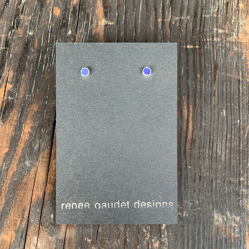 Tiny Stud Earrings  SILVER + CONCRETE Cobalt Blue