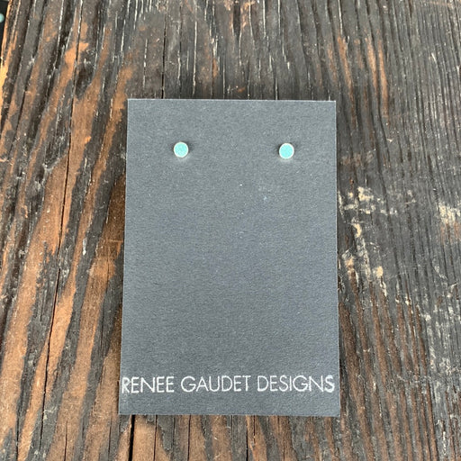 Tiny Stud Earrings  SILVER + CONCRETE Ocean Green